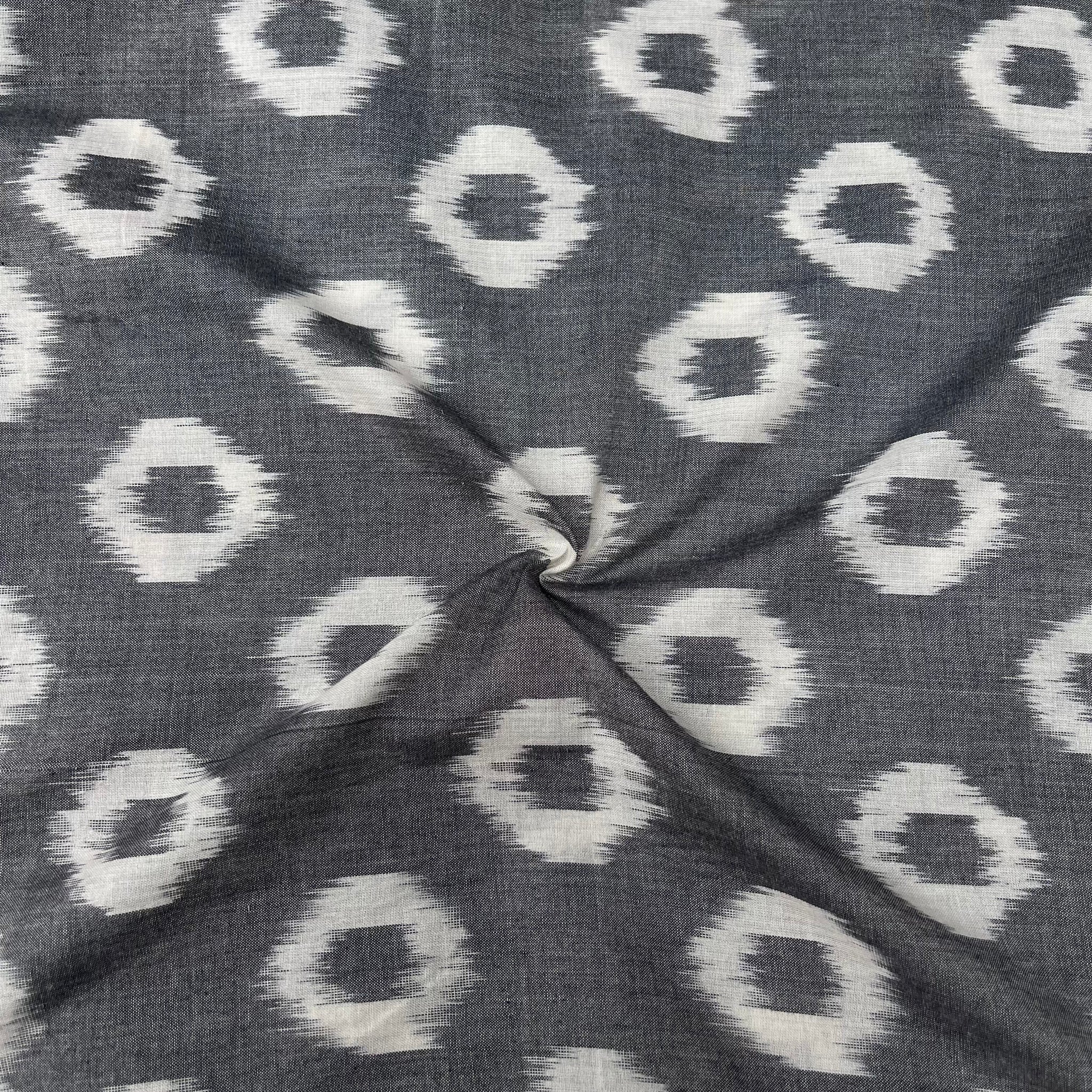 Mersiced Gray Colour Ikkat Cotton Fabric