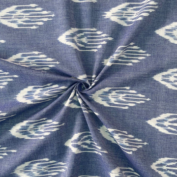 Pastels Blue Ikkat Cotton Fabric