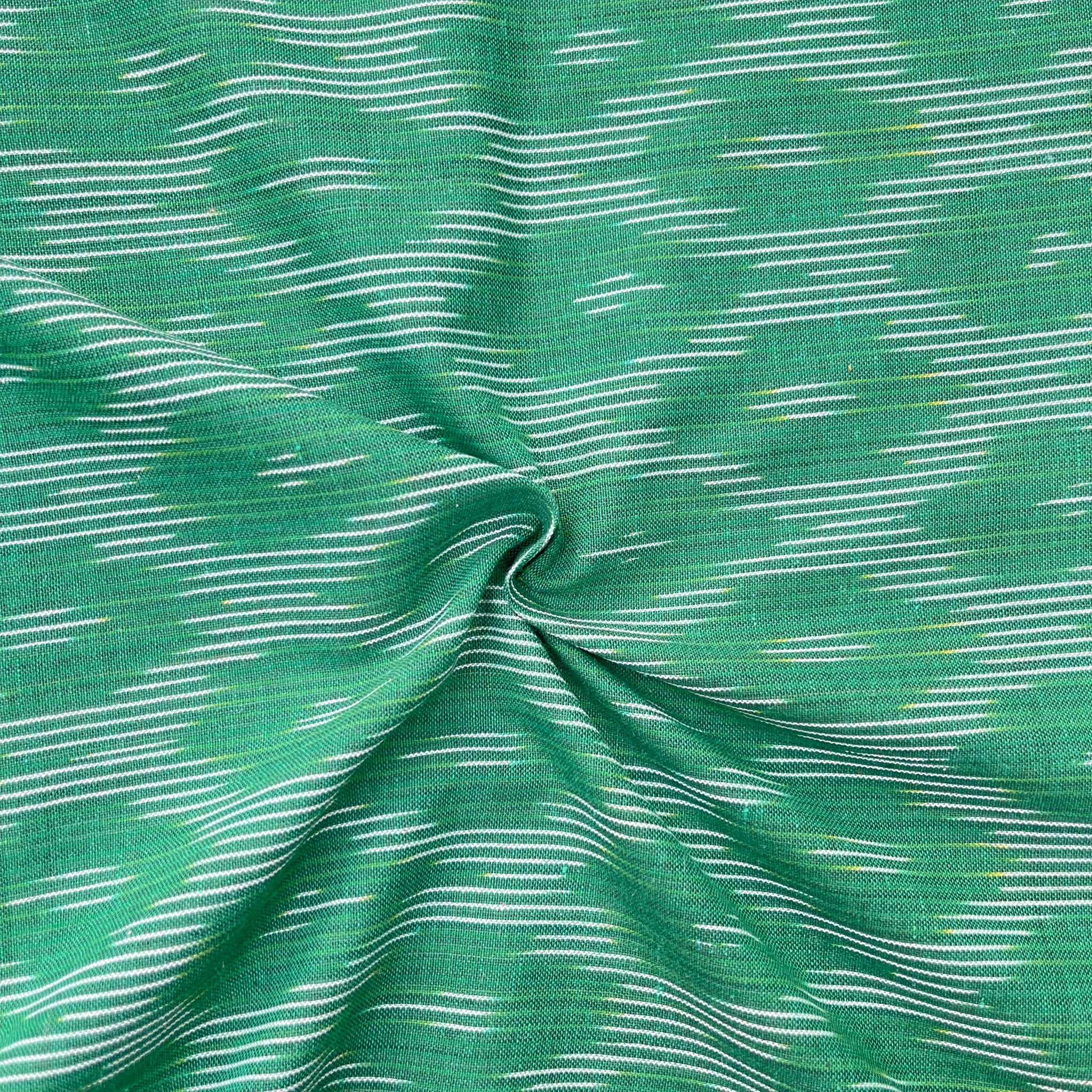 Green Colour Ikkat Cotton Fabric