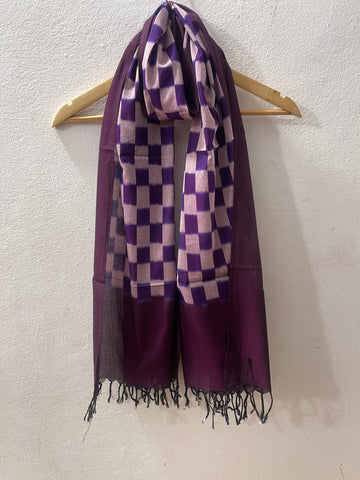 Wine Pochampalli Ikat Stole | Handwoven Cotton