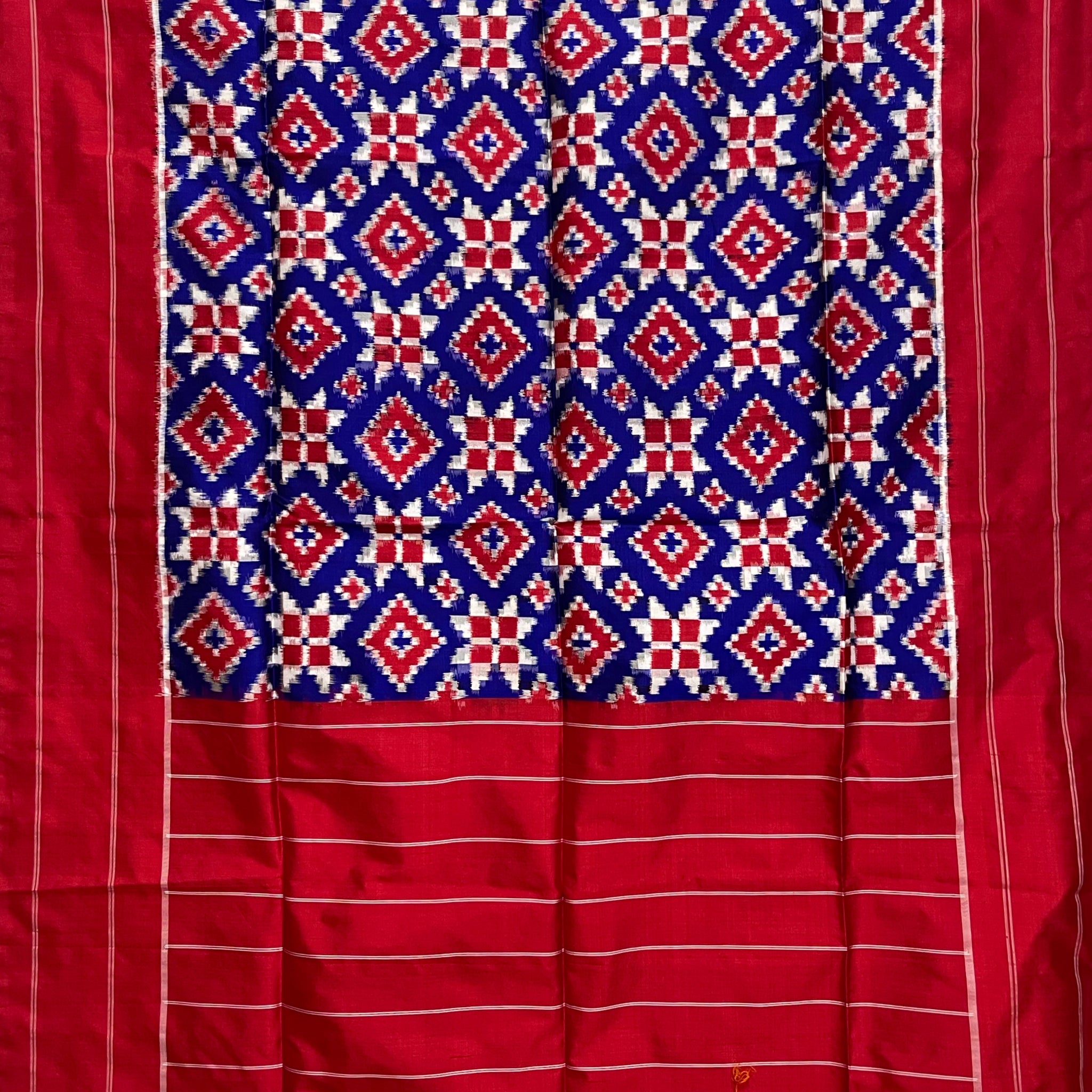Blue colour Pochampalli Ikkat Handloom silk duppata