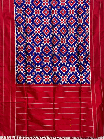 Blue colour Pochampalli Ikkat Handloom silk duppata