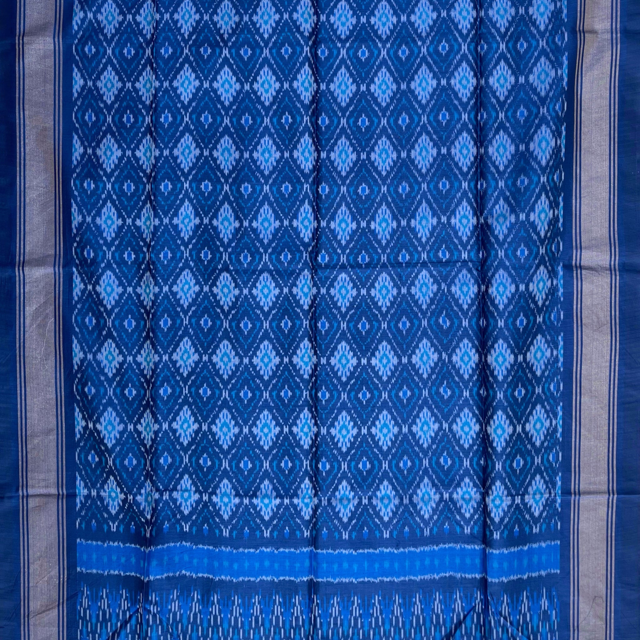 Blue Colour Pochampally Ikkat Silk Cotton Duppata