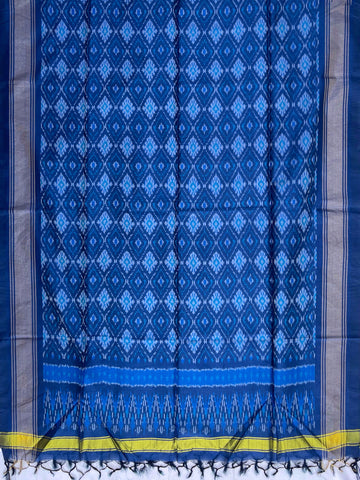 Blue Colour Pochampally Ikkat Silk Cotton Duppata