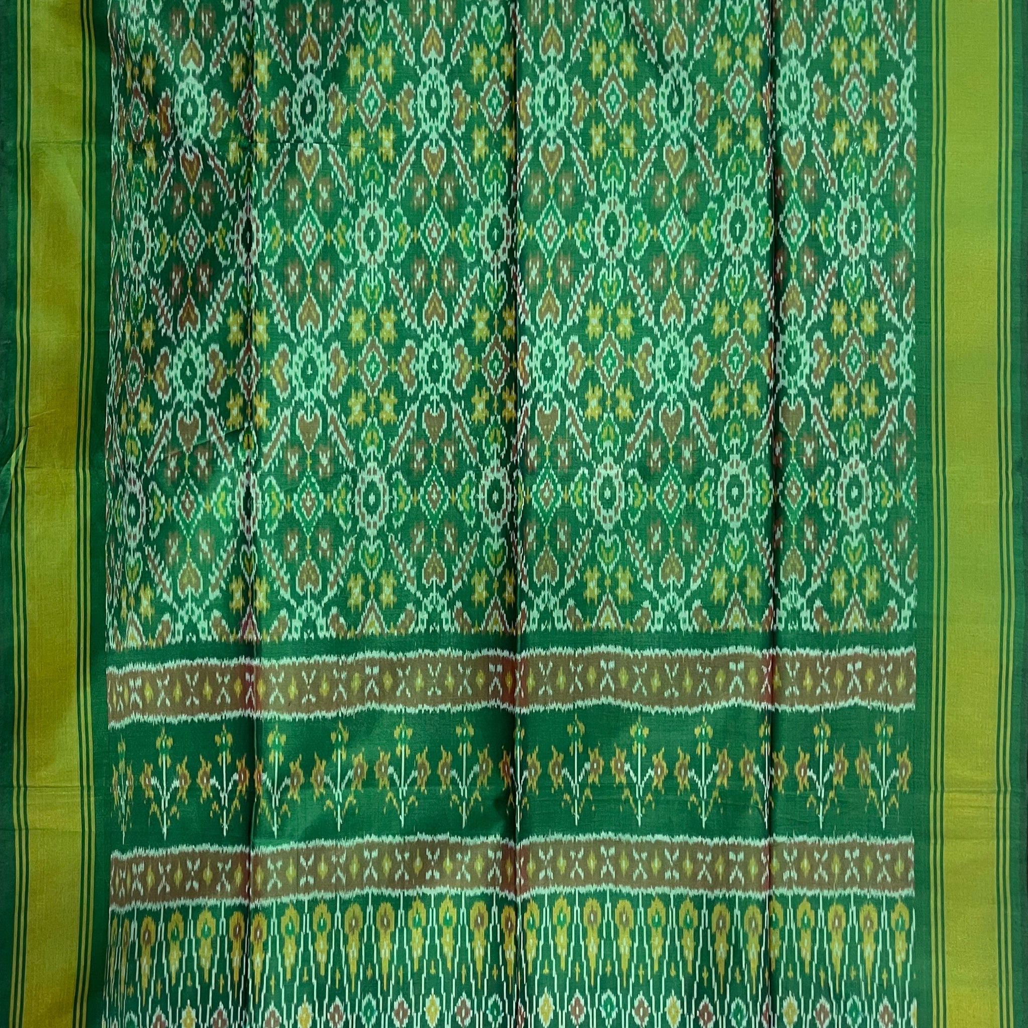 Green Colour Pochampally Ikkat Silk Cotton Duppata