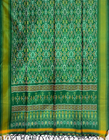 Green Colour Pochampally Ikkat Silk Cotton Duppata