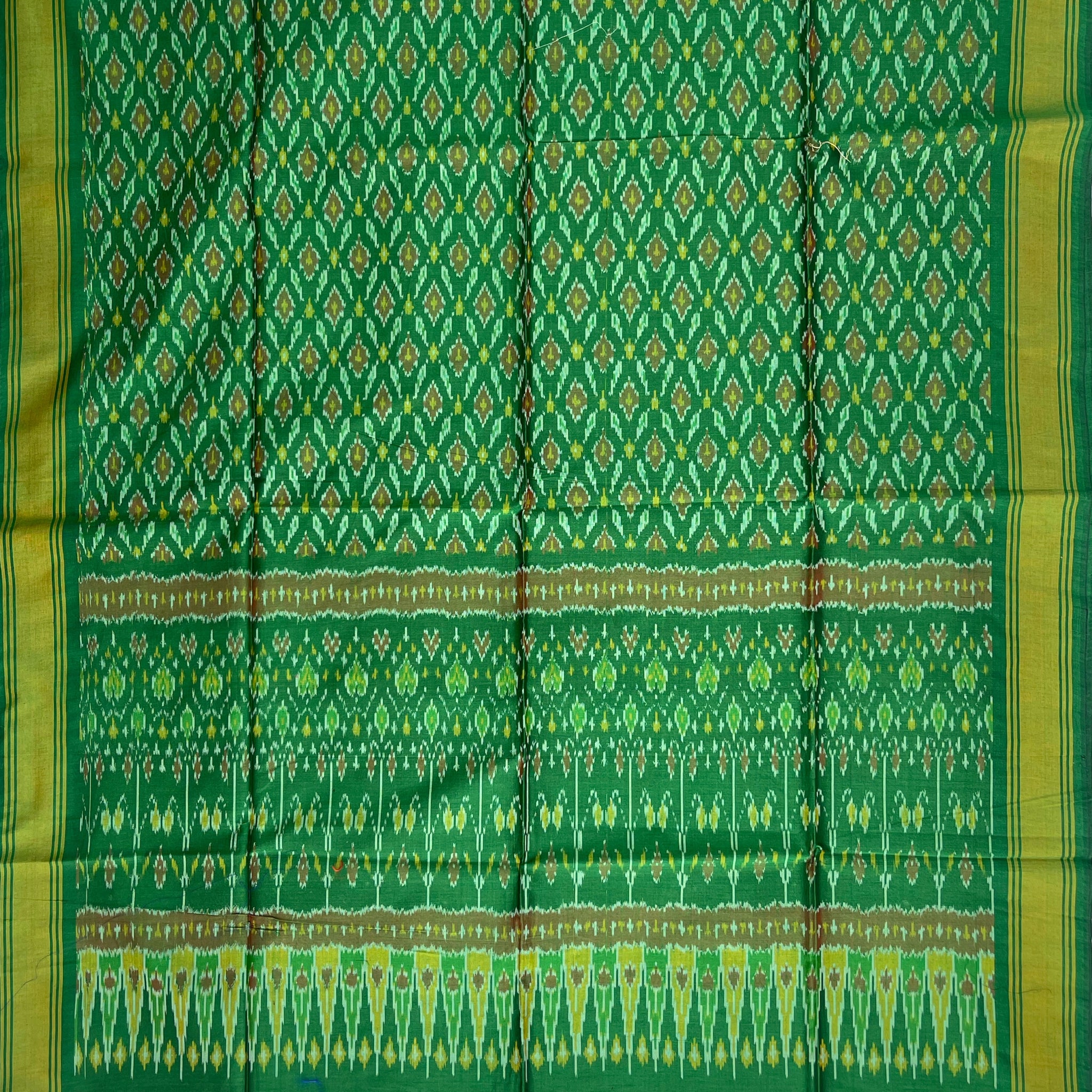 Green Ikkat Silk Cotton Duppata