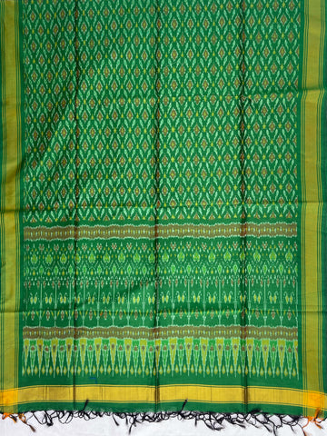 Green Ikkat Silk Cotton Duppata