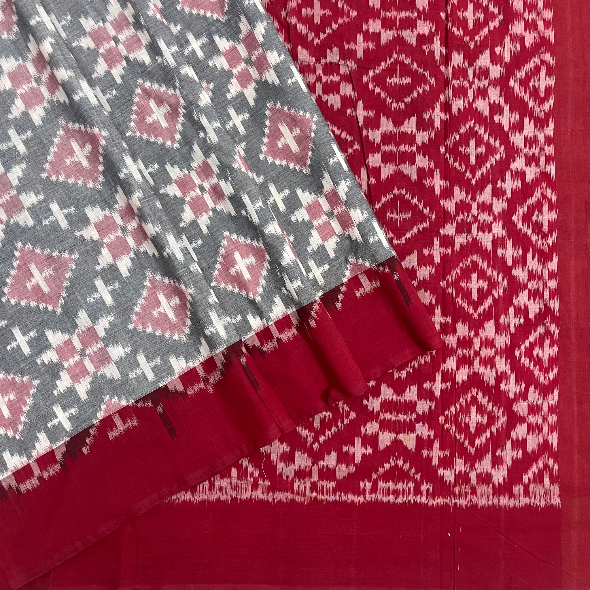 Grey Ikkat Telia cotton saree