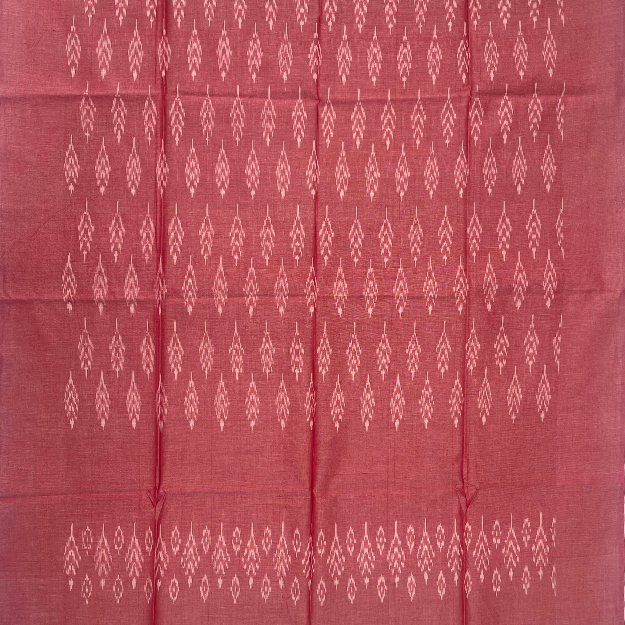 Pochampally Ikkat Cotton Duppata In Pestal  Pink Colour