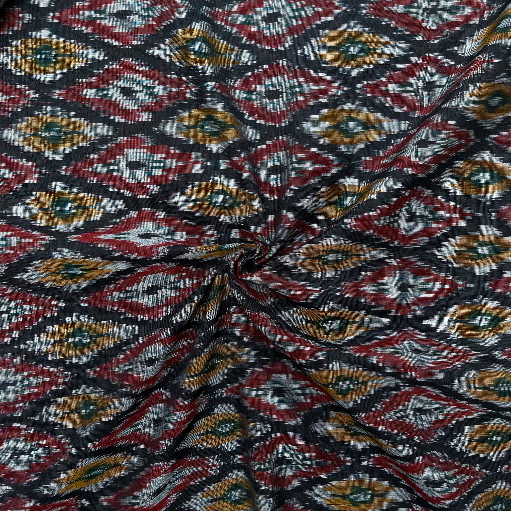Multi  Color Raw Silk Ikkat cotton Fabric