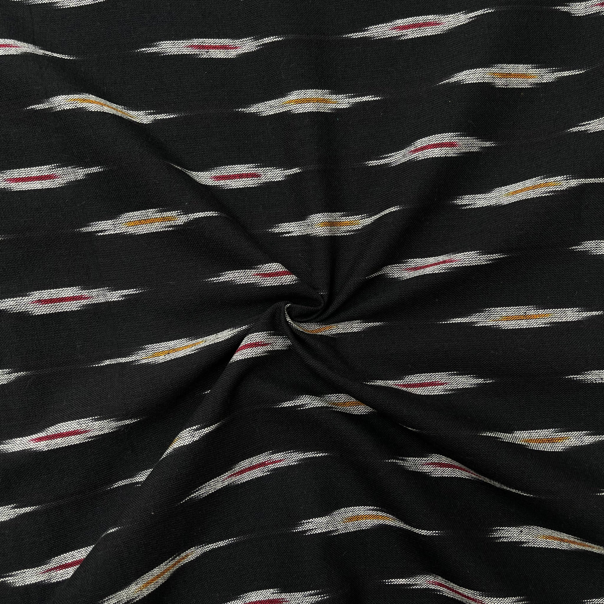 Black Colour Ikkat Cotton Fabric