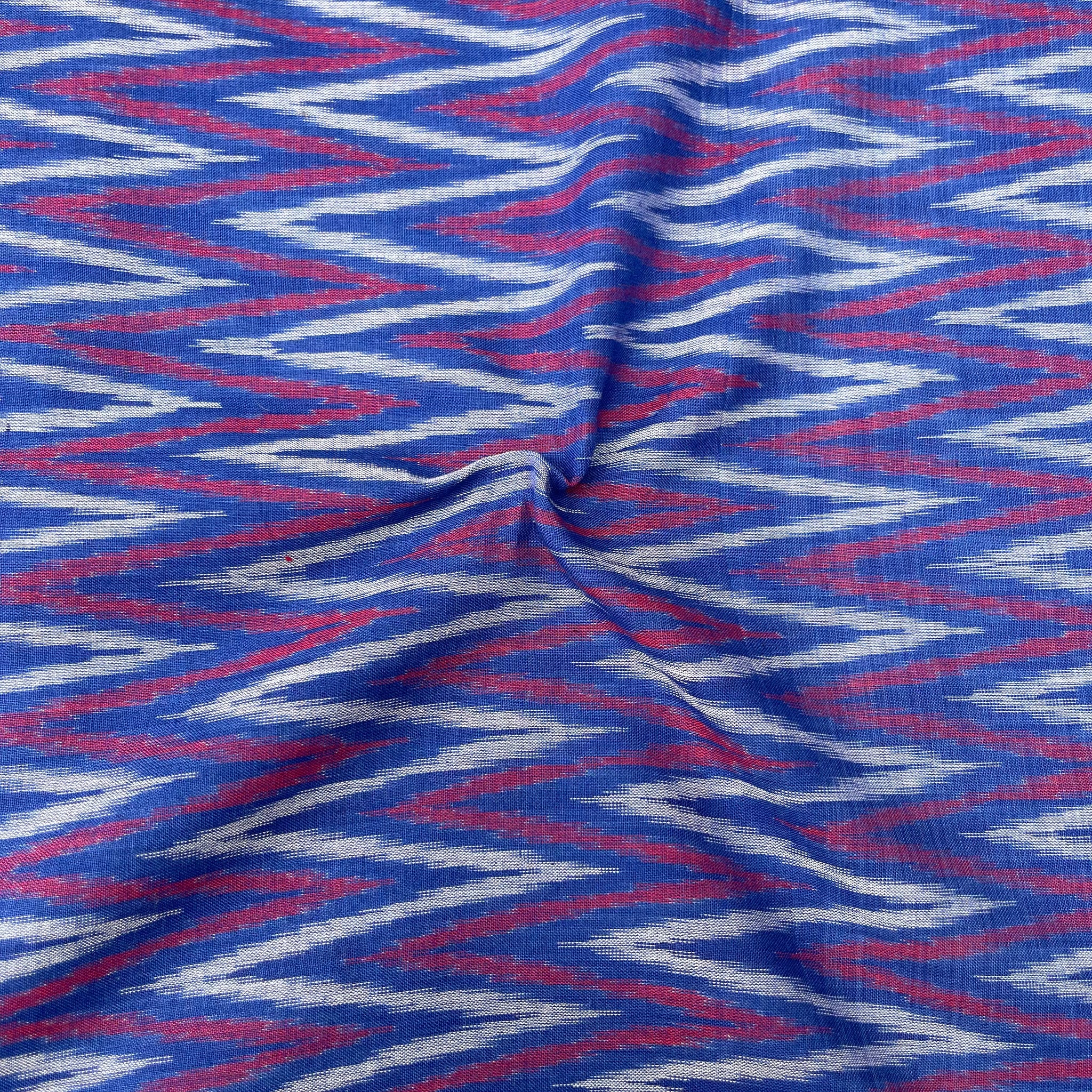 Mersiced Blue Colour Ikkat Cotton Fabric