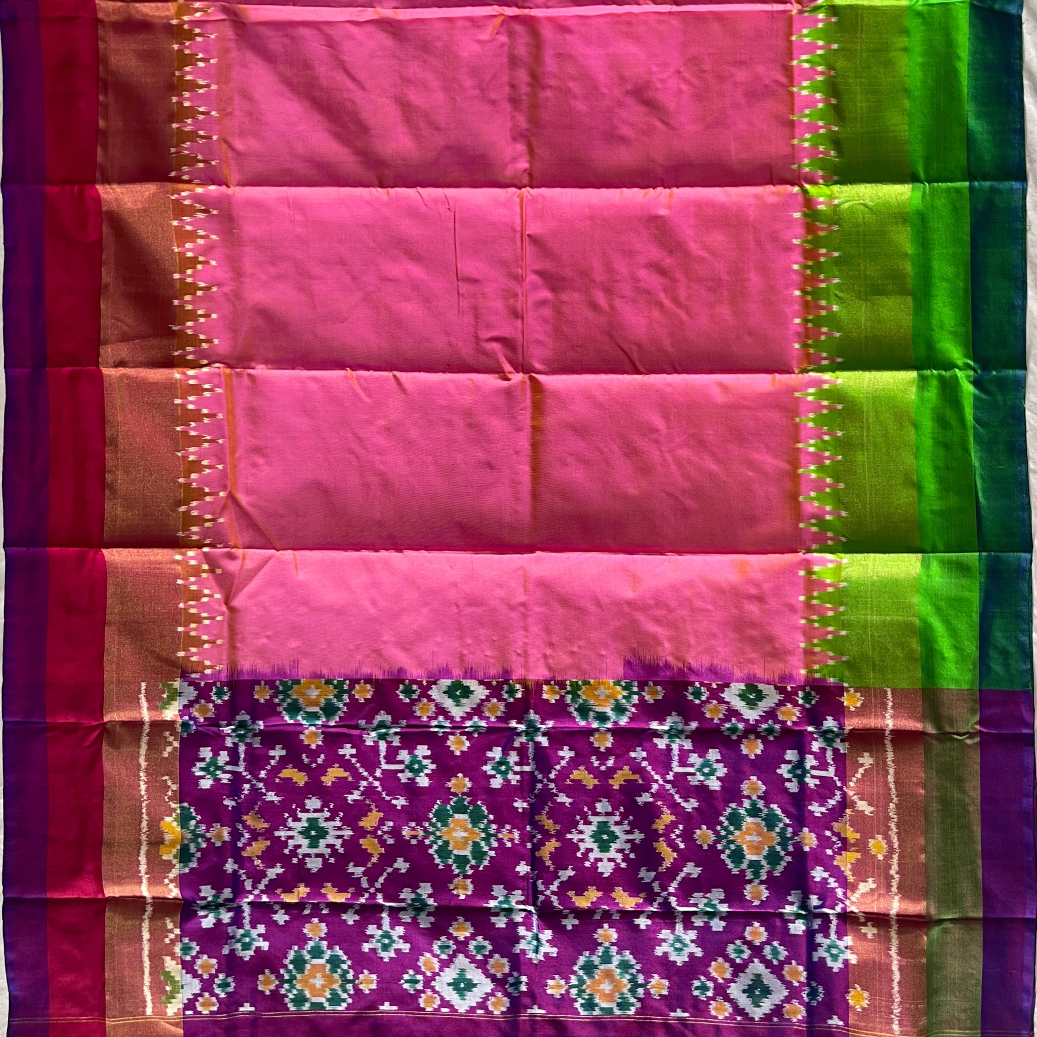 Baby Pinkl colour Ikkat Handloom silk duppata