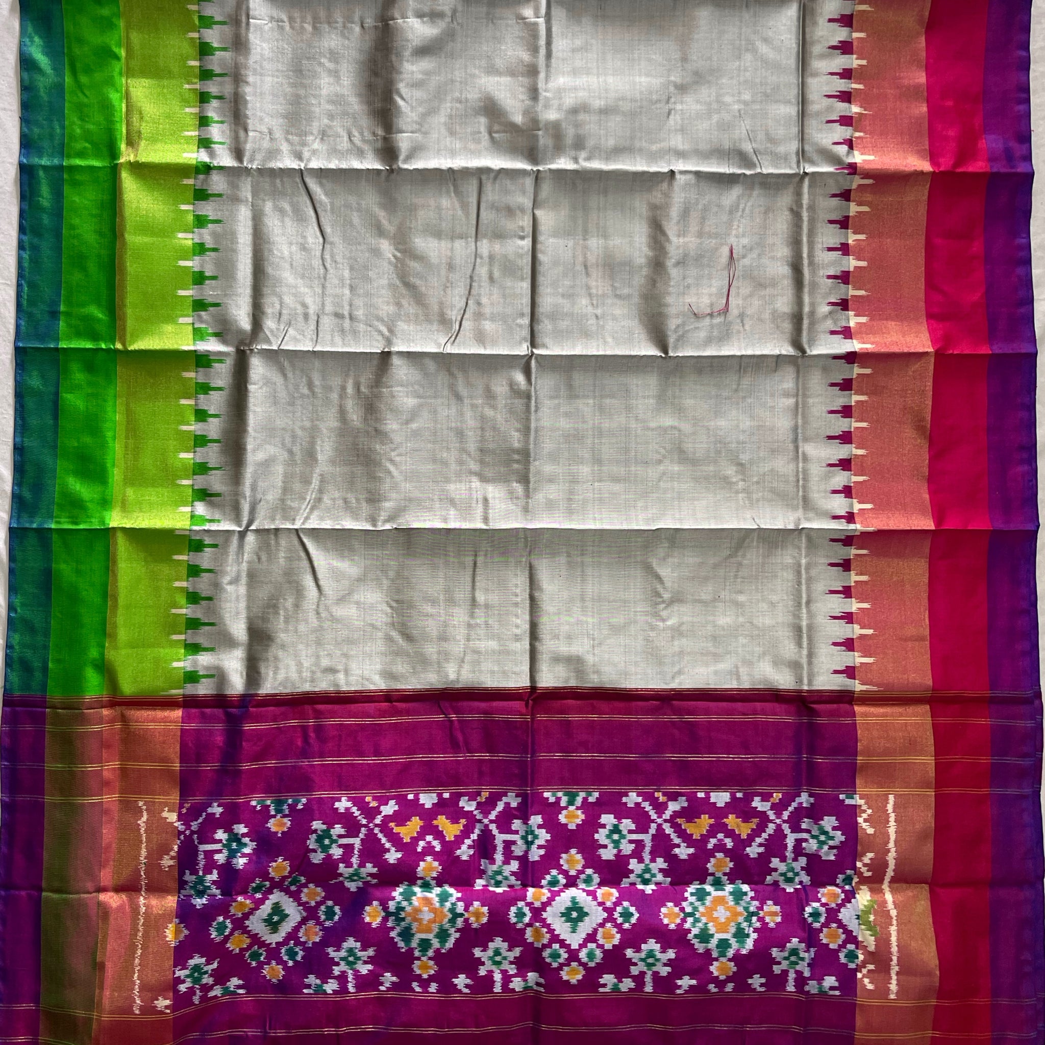 Cement colour Ikkat Handloom silk duppata