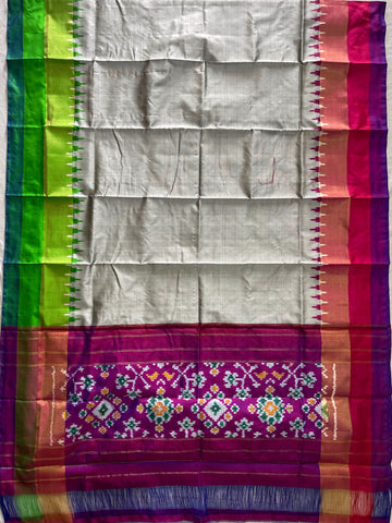 Cement colour Ikkat Handloom silk duppata