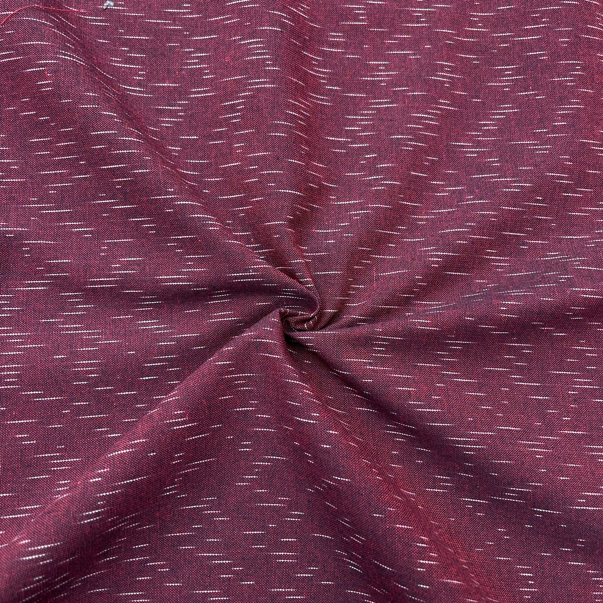 Maroon Colour Ikkat Cotton Fabric
