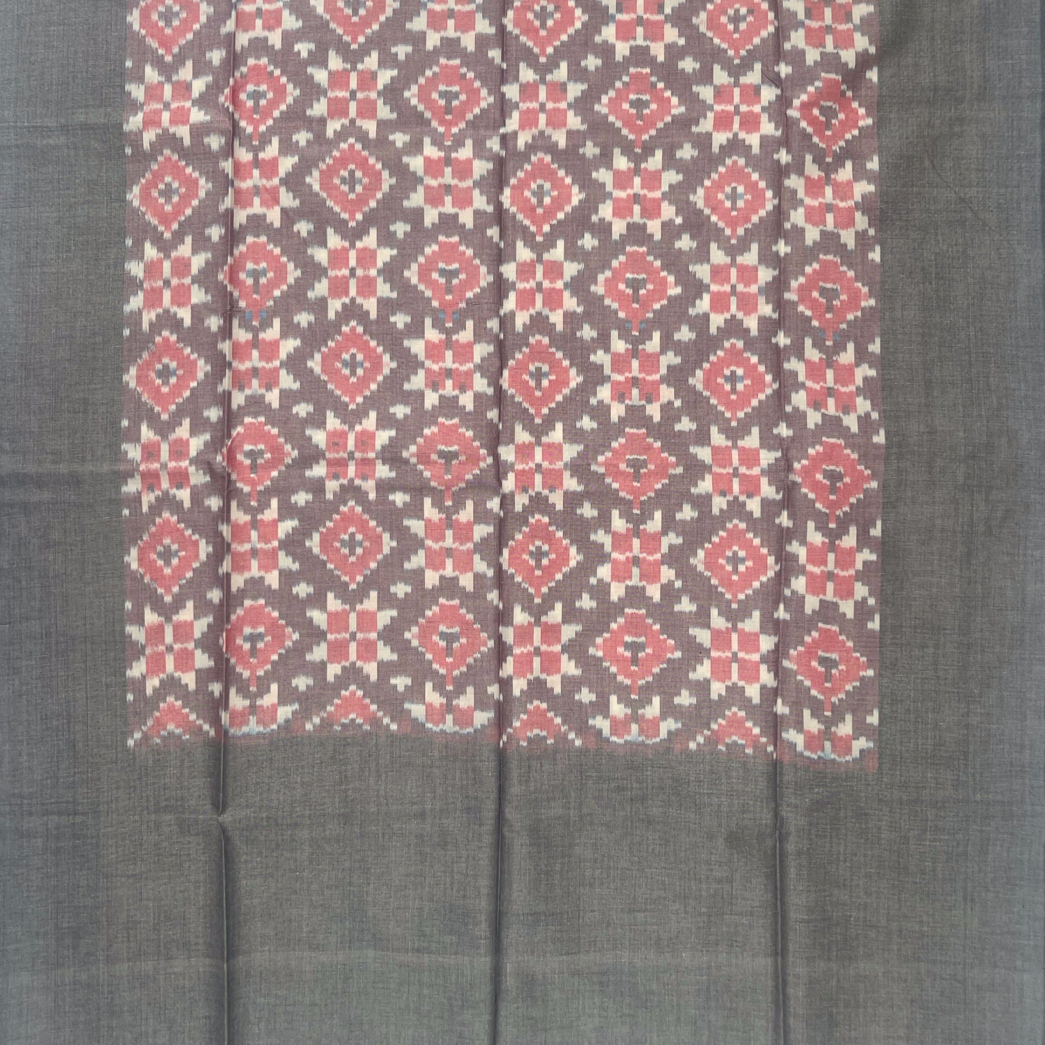 Pochampally Ikkat Cotton Duppata In Gray Colour