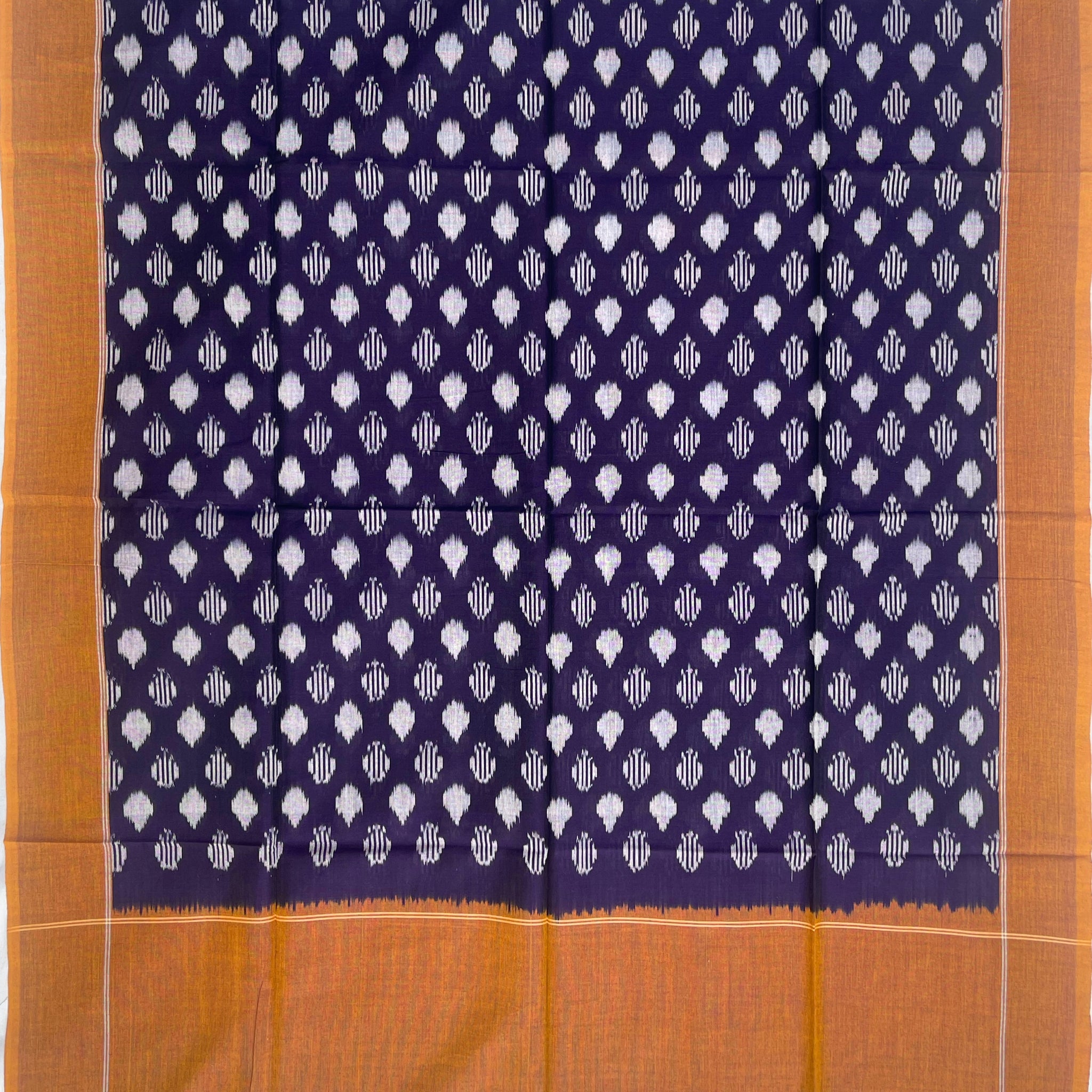 Pochampally Ikkat Cotton Duppata In Navy Blue Colour