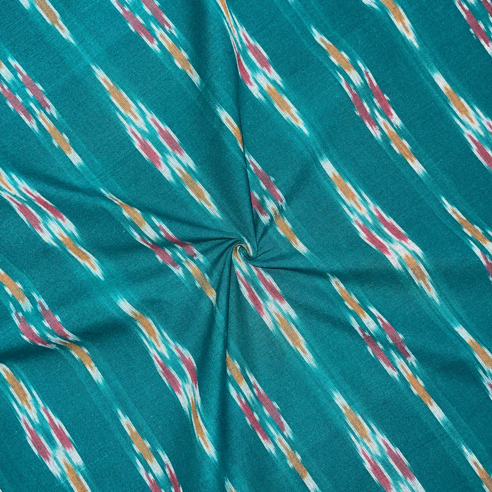 Green Color Pochampally ikkat Cotton Fabric