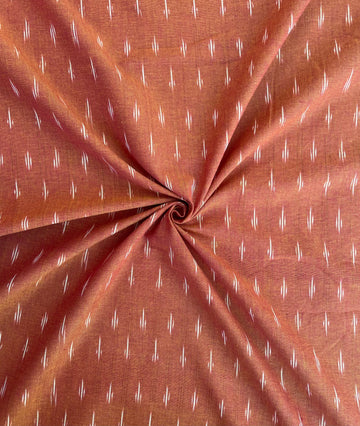 Rust Small dots Ikkat Handloom Cotton Fabric