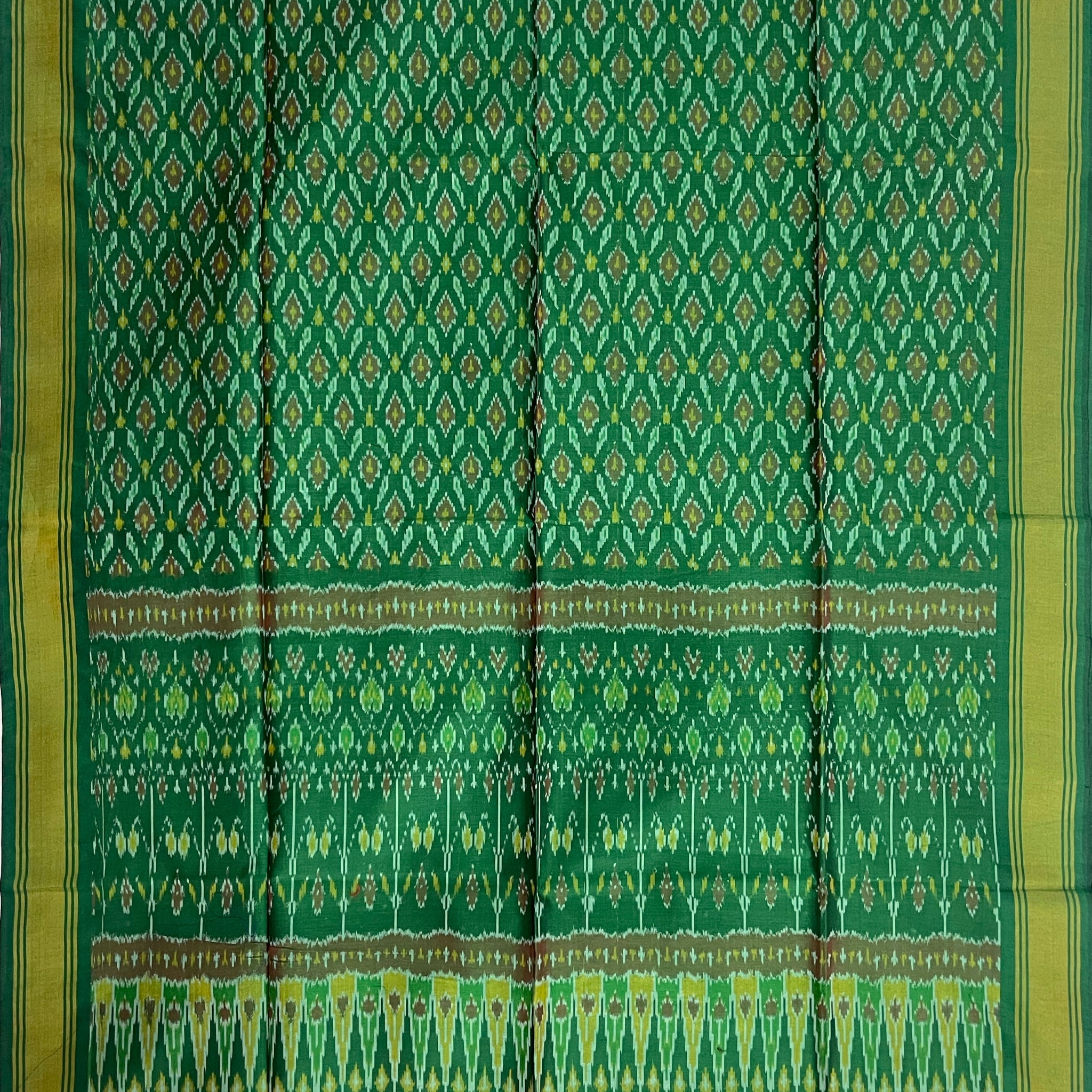 Green Colour Pochampally Ikkat Silk Cotton Duppata