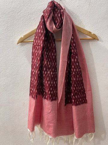 Marron Pochampalli Ikat Stole | Handwoven Cotton