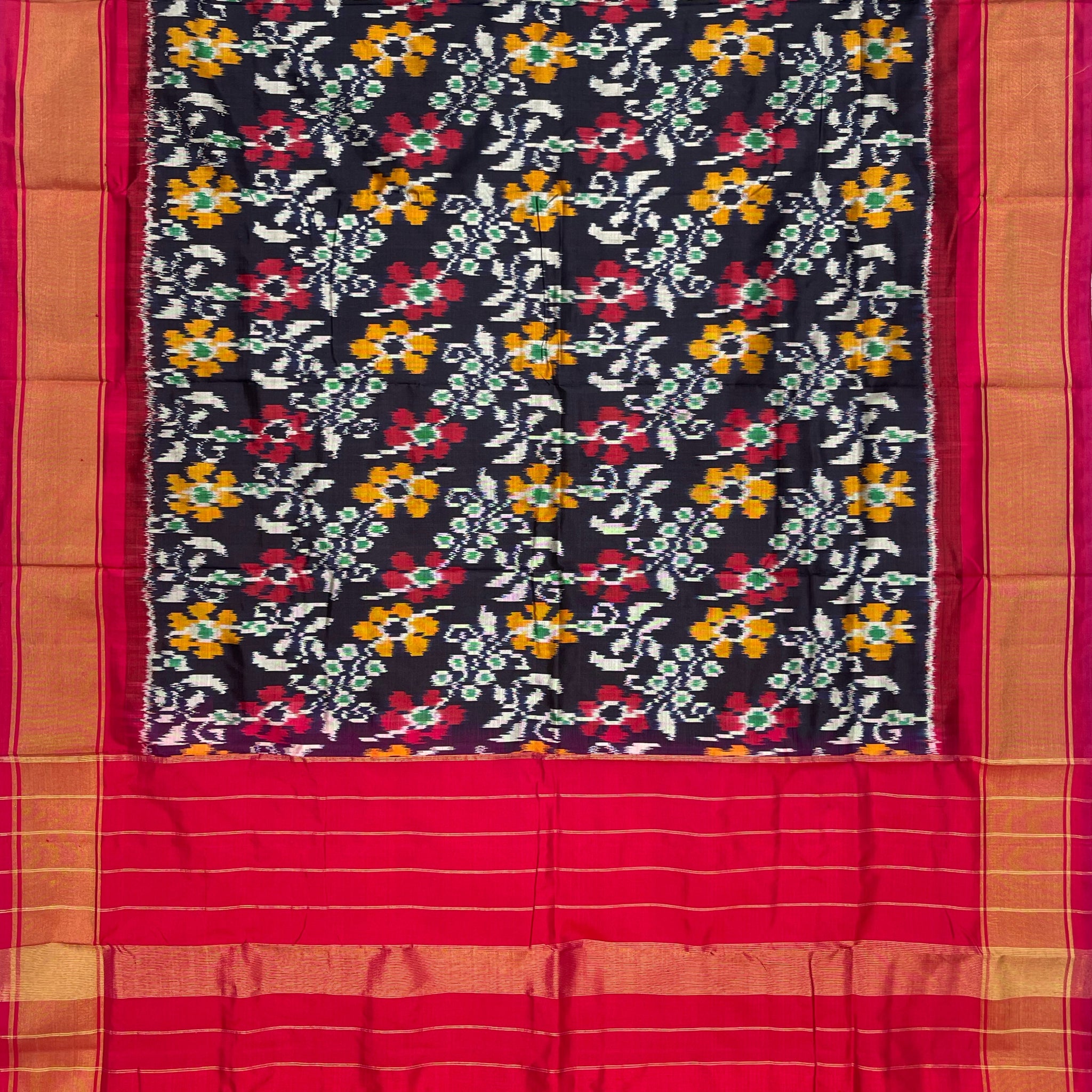 Magenta Pink colour Pochampalli Ikkat Handloom silk duppata