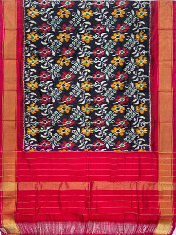 Magenta Pink colour Pochampalli Ikkat Handloom silk duppata