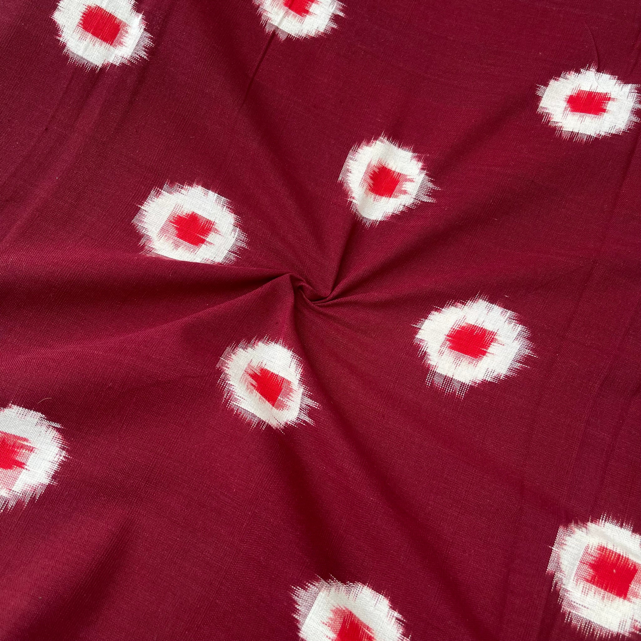Maroon Color  Pochampally Ikkat Cotton Fabric