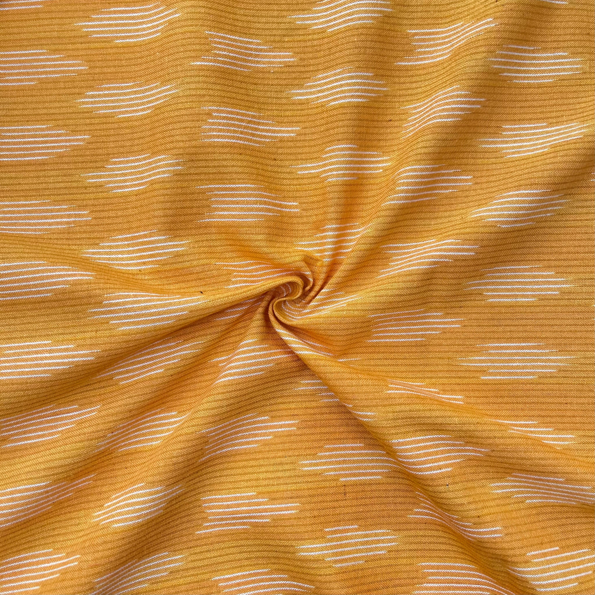 Yellow Colour Ikkat Cotton Fabric