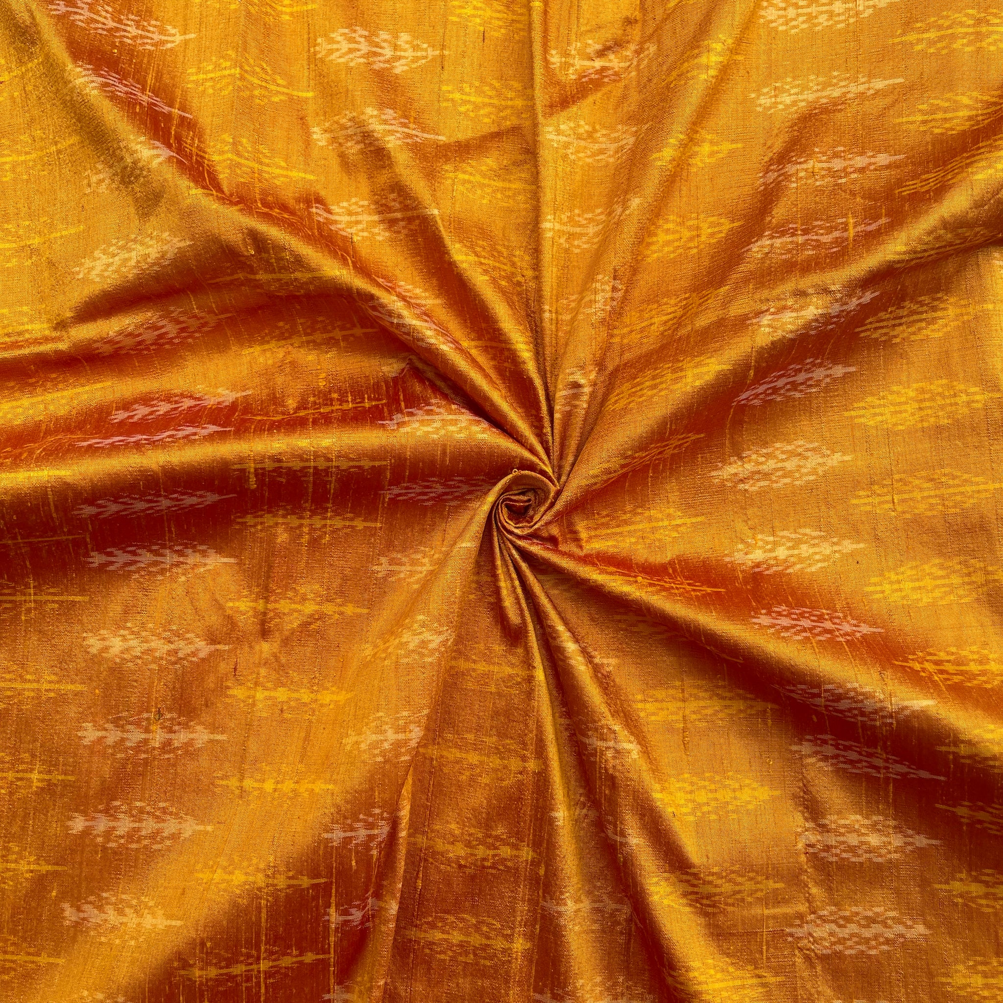 Golden Ikkat Raw silk Fabric
