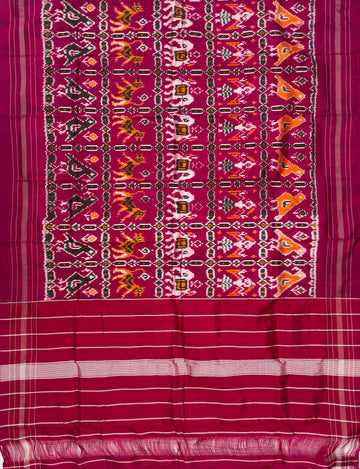 Magenta Pink colour Pochampalli Ikkat Handloom silk duppata