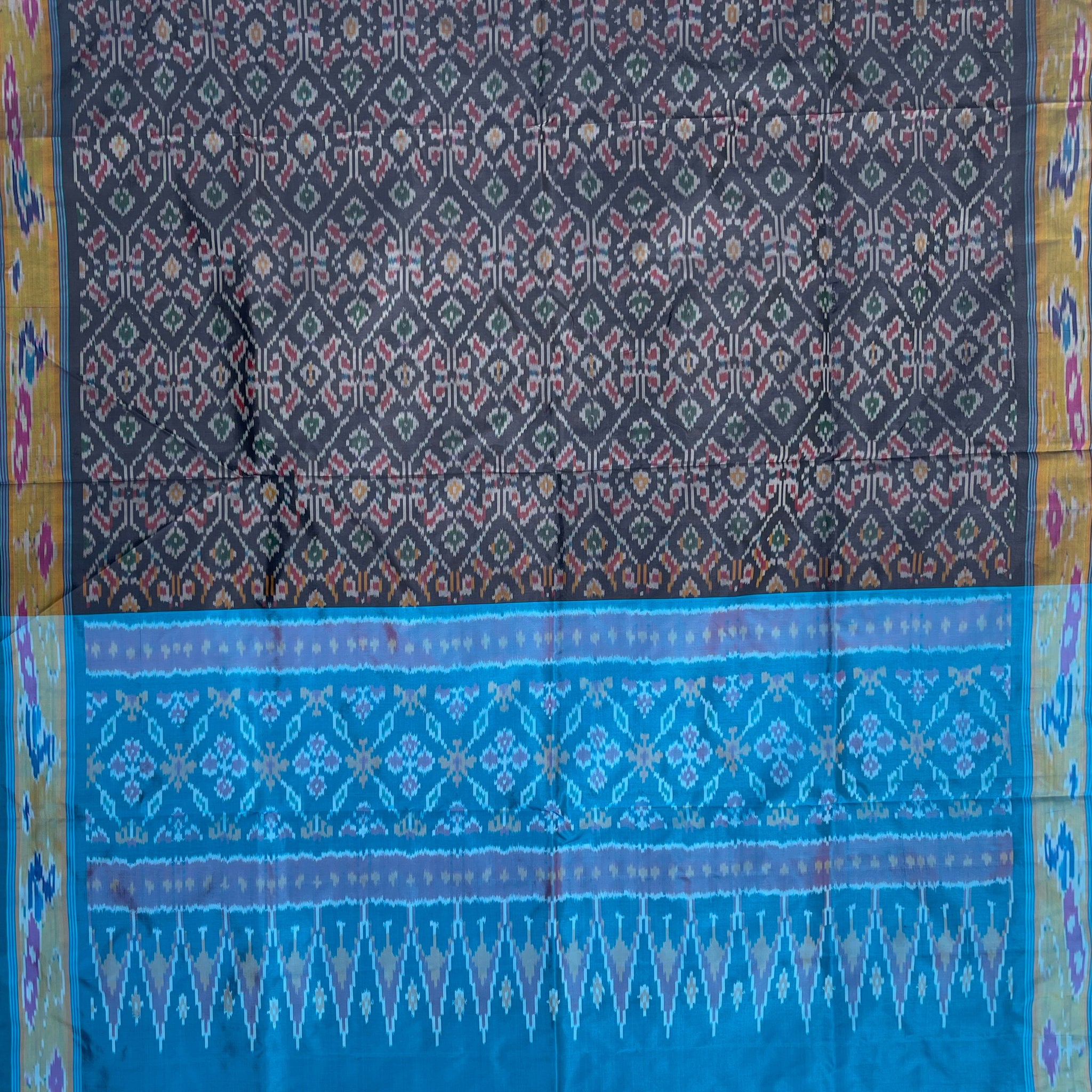 Black & Blue  Ikkat Silk Duppata
