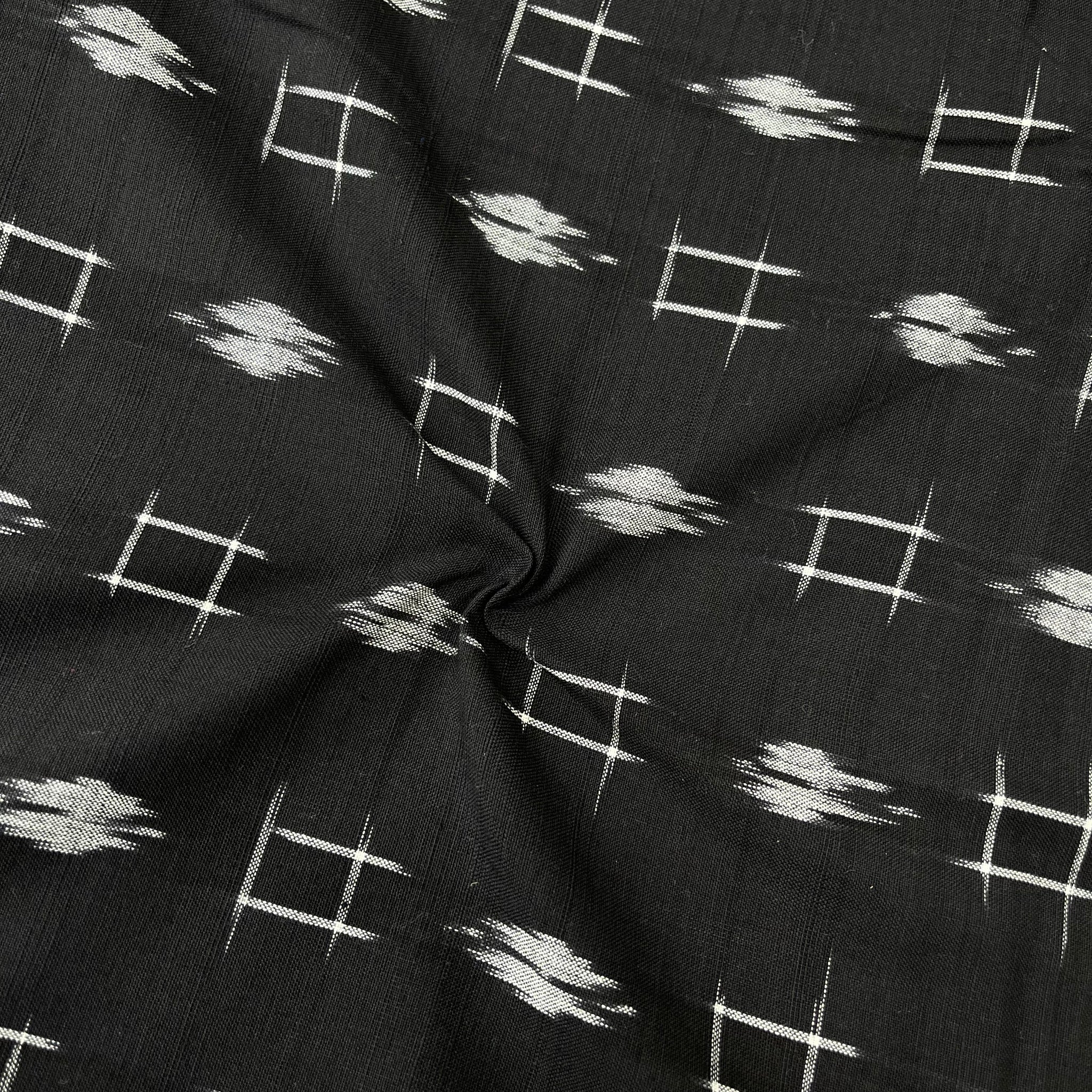 Double Ikkat Cotton Fabric in Black