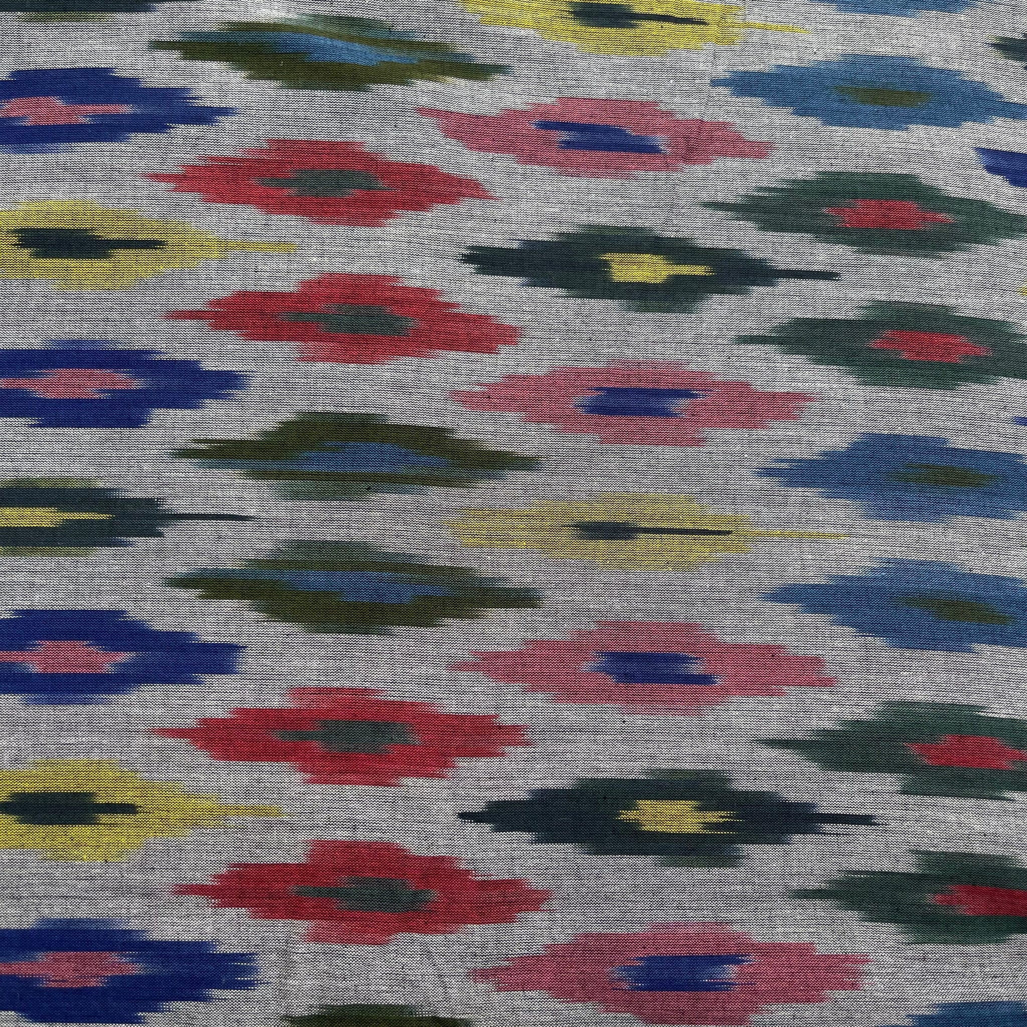 Grayish Multi colour  Ikkat Cotton Fabric
