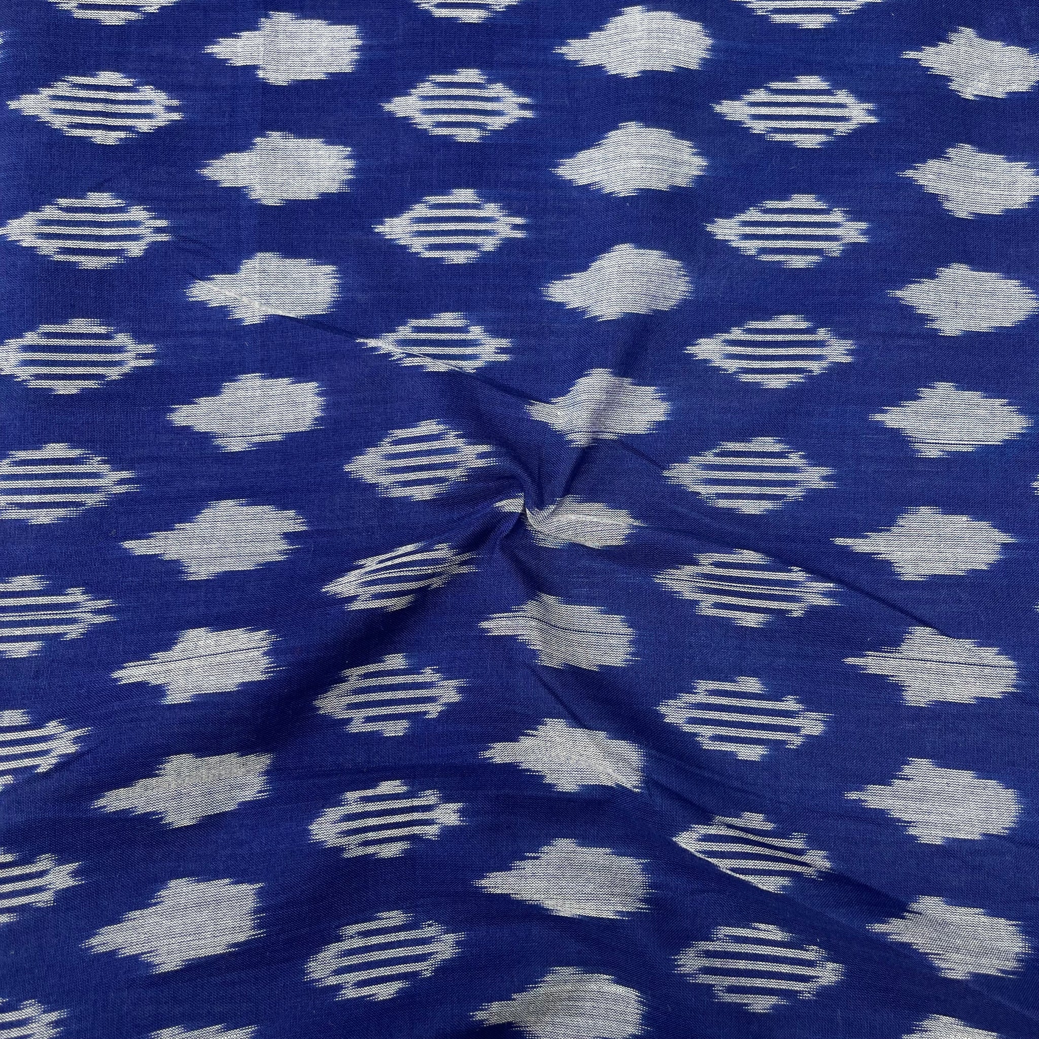 Mersiced Blue Colour Ikkat Cotton Fabric