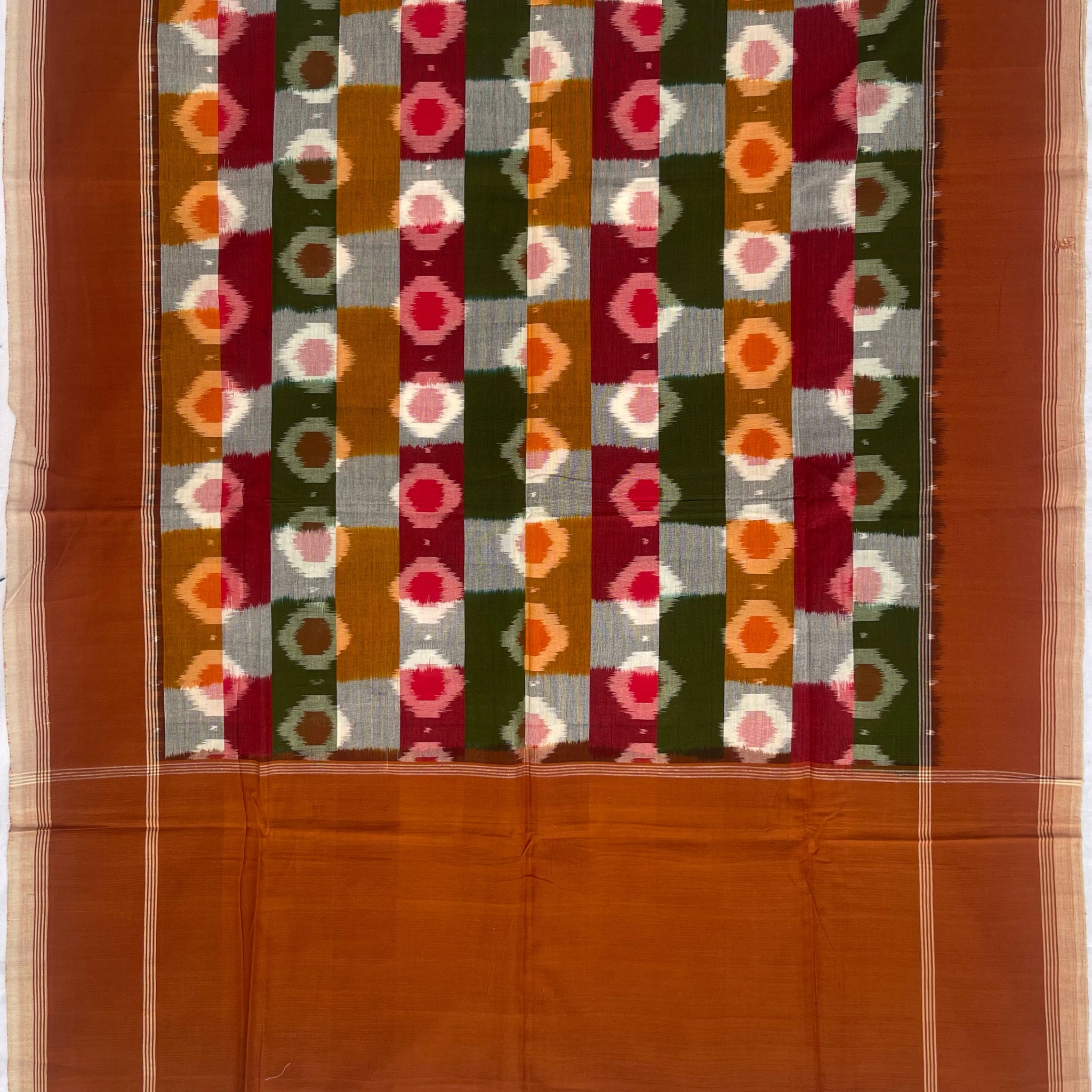 Pochampally Ikkat Cotton Duppata In Multi Colour