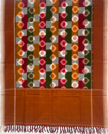 Pochampally Ikkat Cotton Duppata In Multi Colour