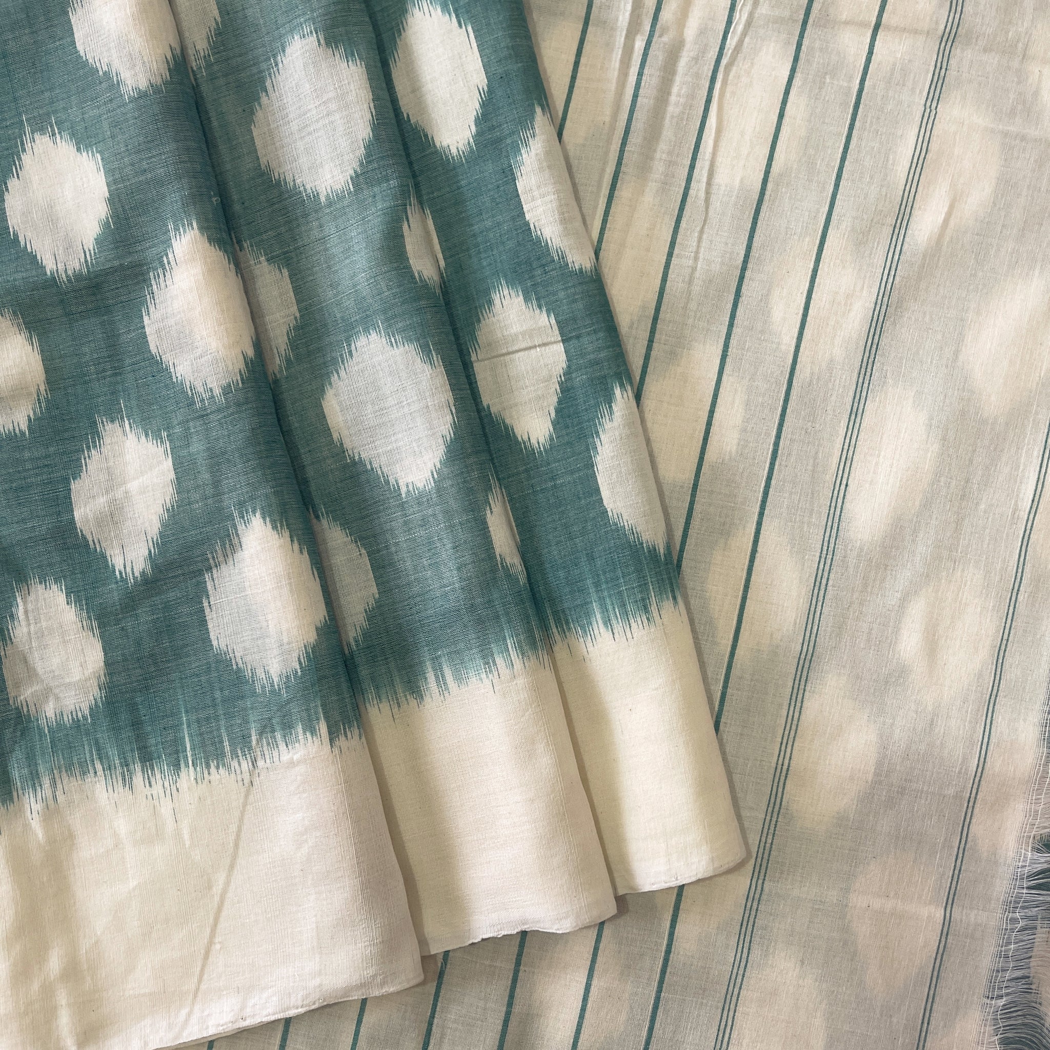 Polka Dots Ikkat cotton Saree