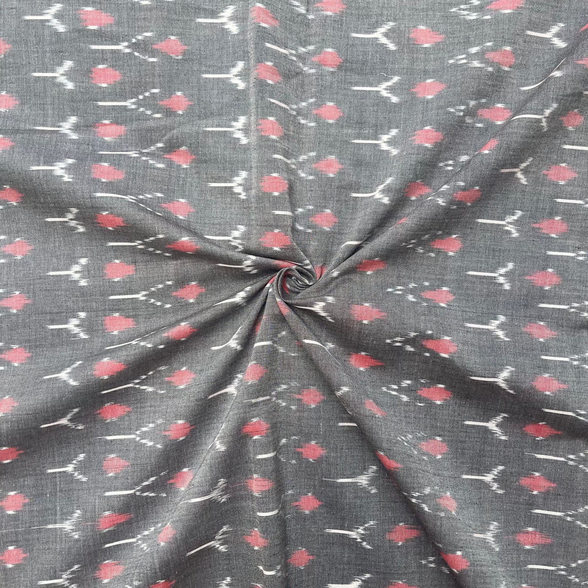 Gray Color Mersiced Ikkat Cotton Fabric