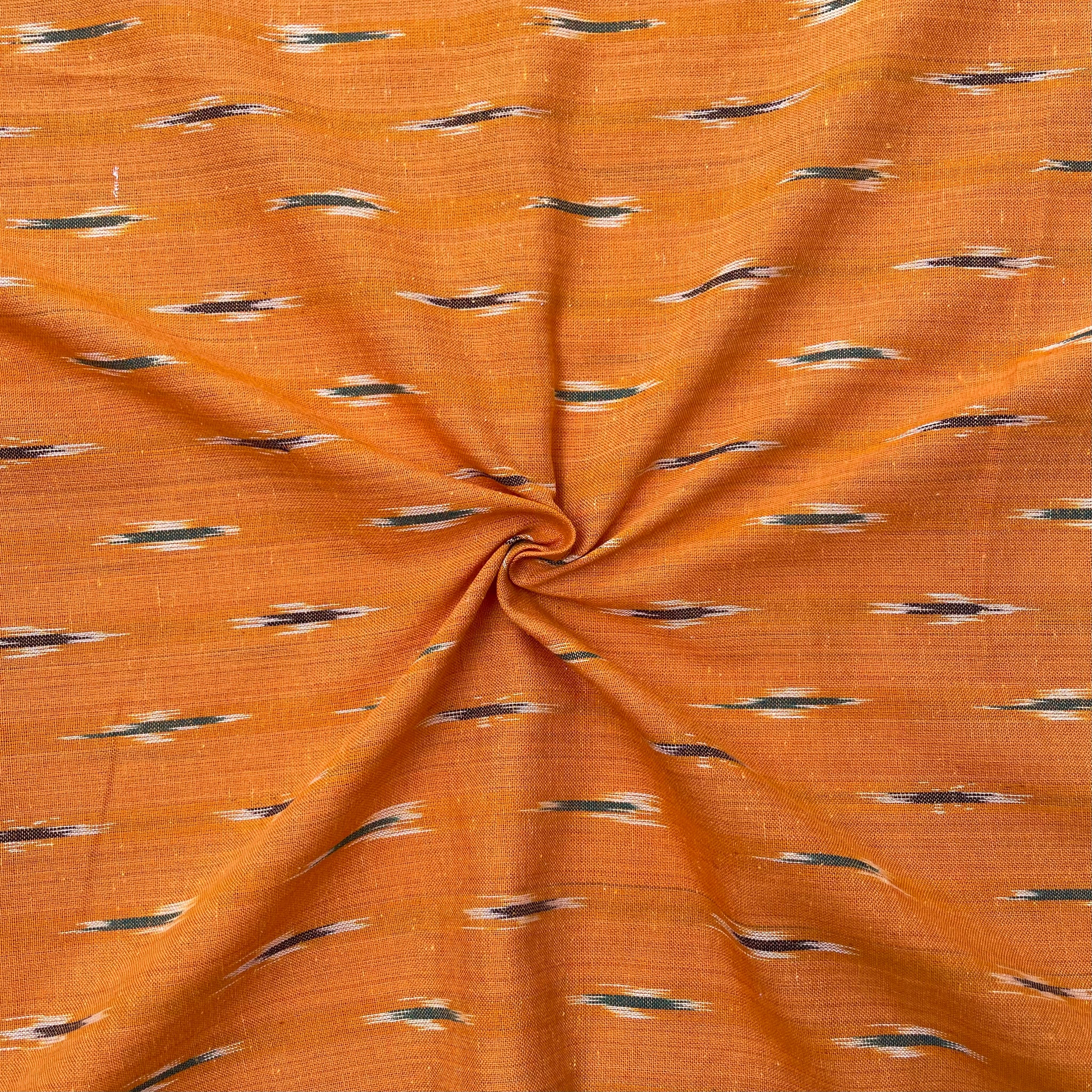 Mustard Yellow Colour Ikkat Cotton Fabric