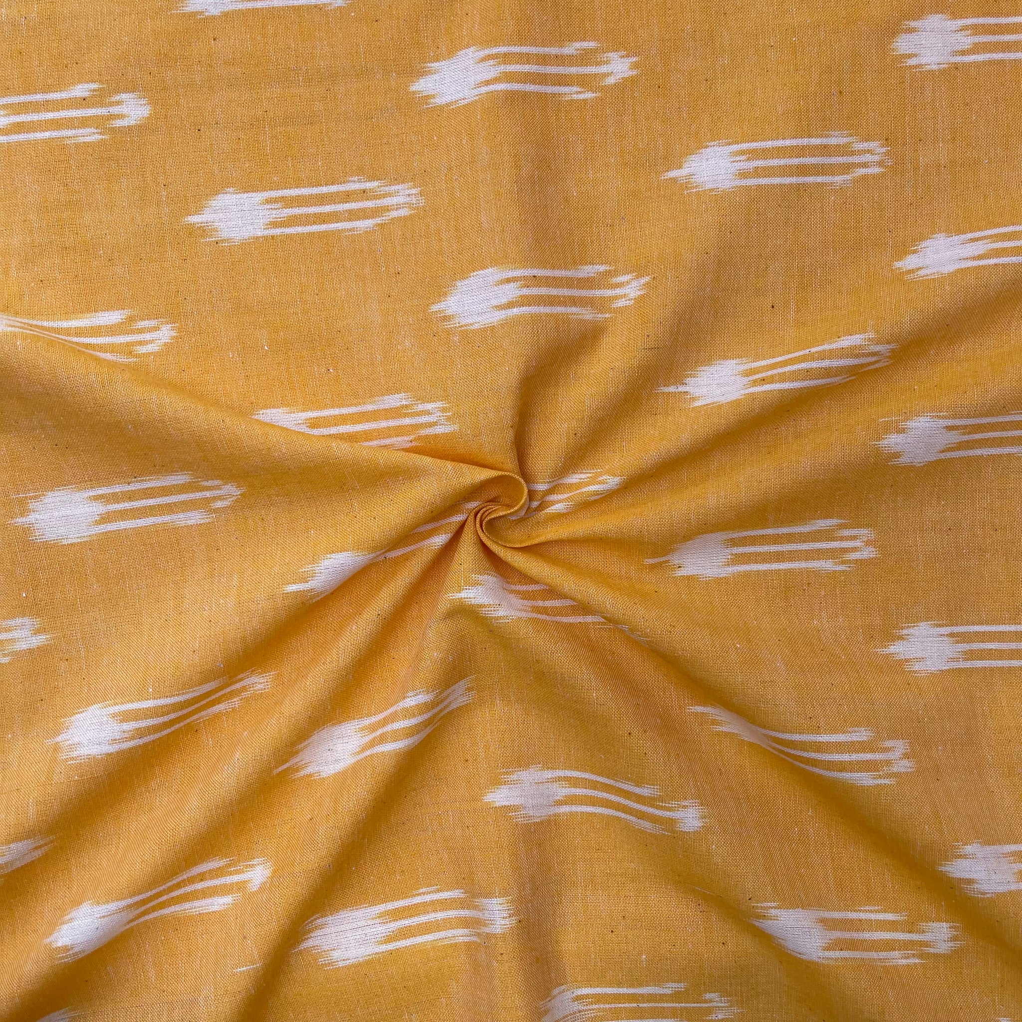 Yellow Colour Ikkat Cotton Fabric
