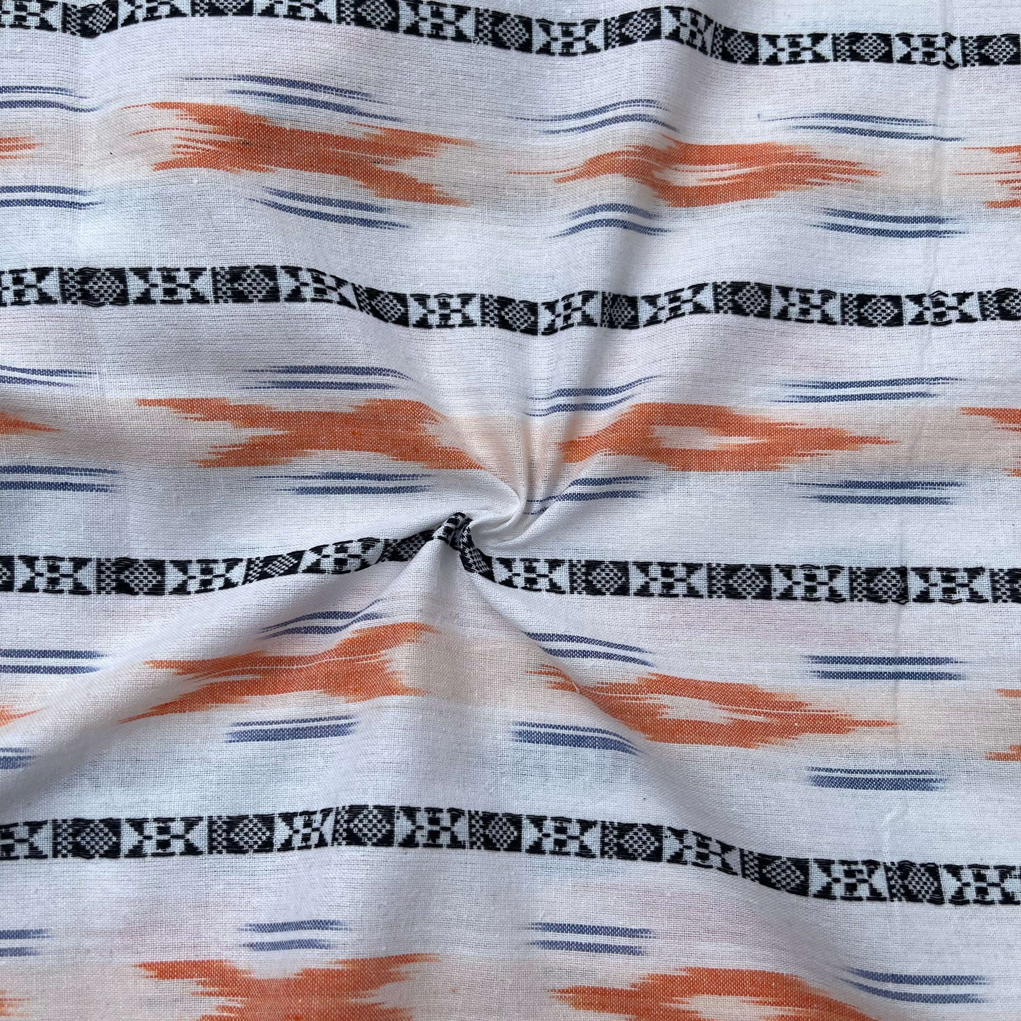 Half White Colour Ikkat Cotton Fabric