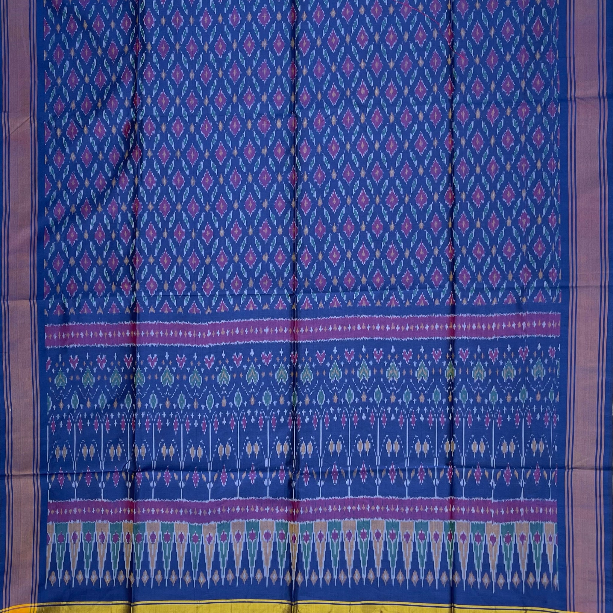 Blue Colour Pochampally Ikkat Silk Cotton Duppata