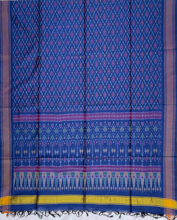 Blue Colour Pochampally Ikkat Silk Cotton Duppata
