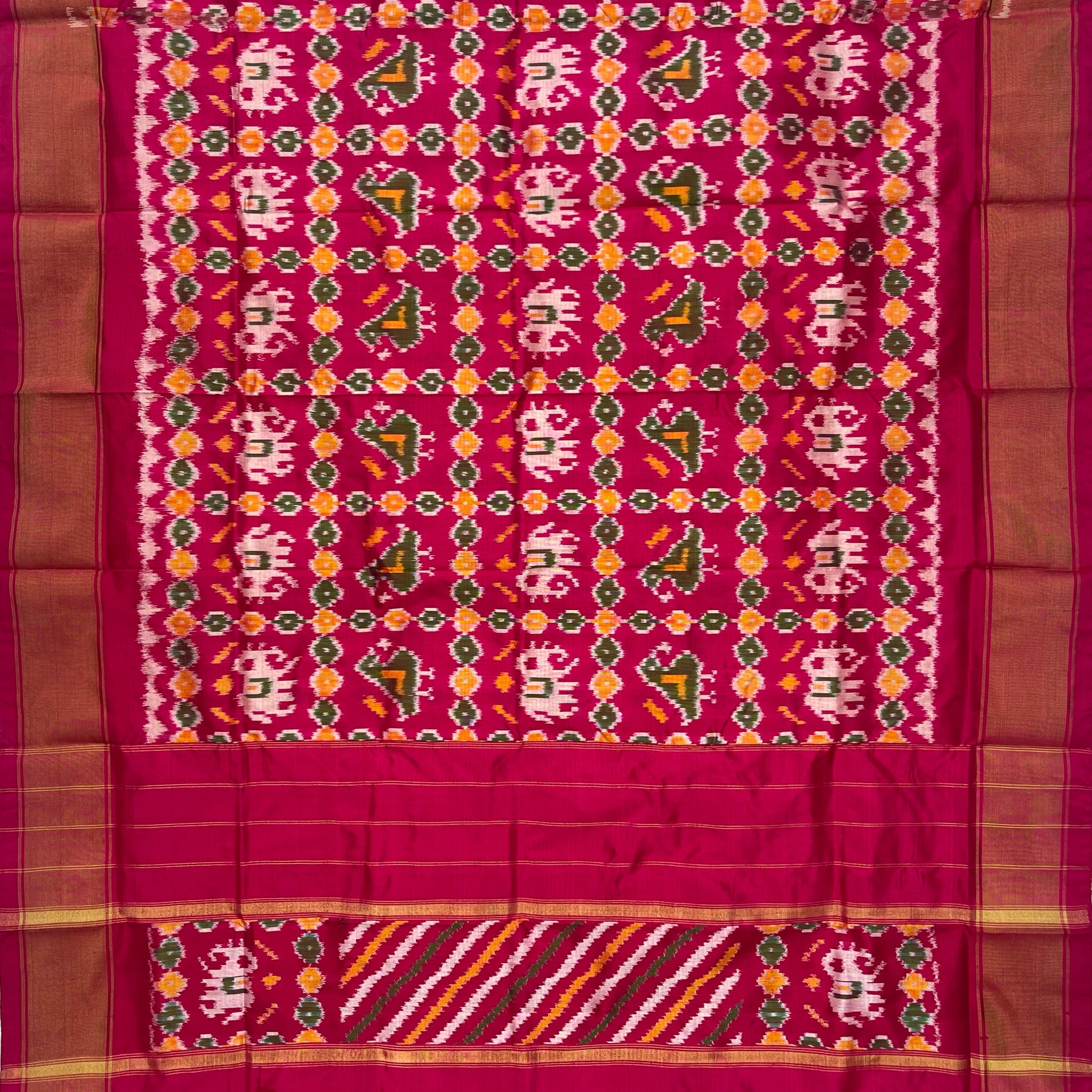 Pink colour Pochampalli Ikkat Handloom silk duppata