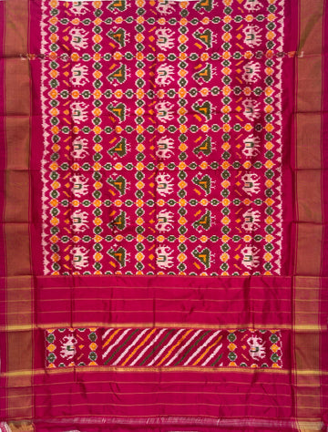 Pink colour Pochampalli Ikkat Handloom silk duppata
