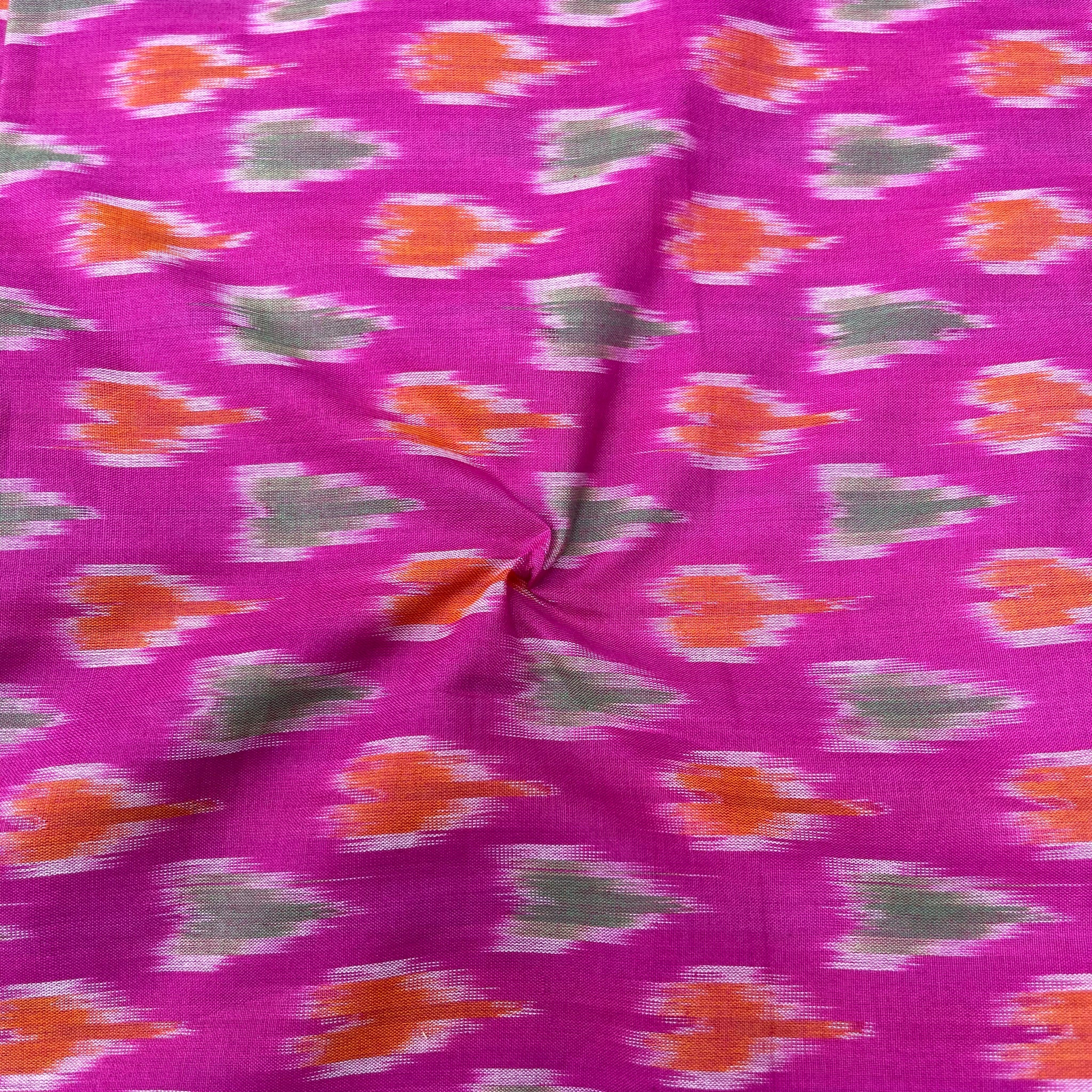 Mersiced Pink Colour Ikkat Cotton Fabric