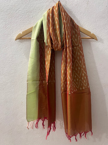 Marigold Pochampalli Ikat Stole | Handwoven Cotton